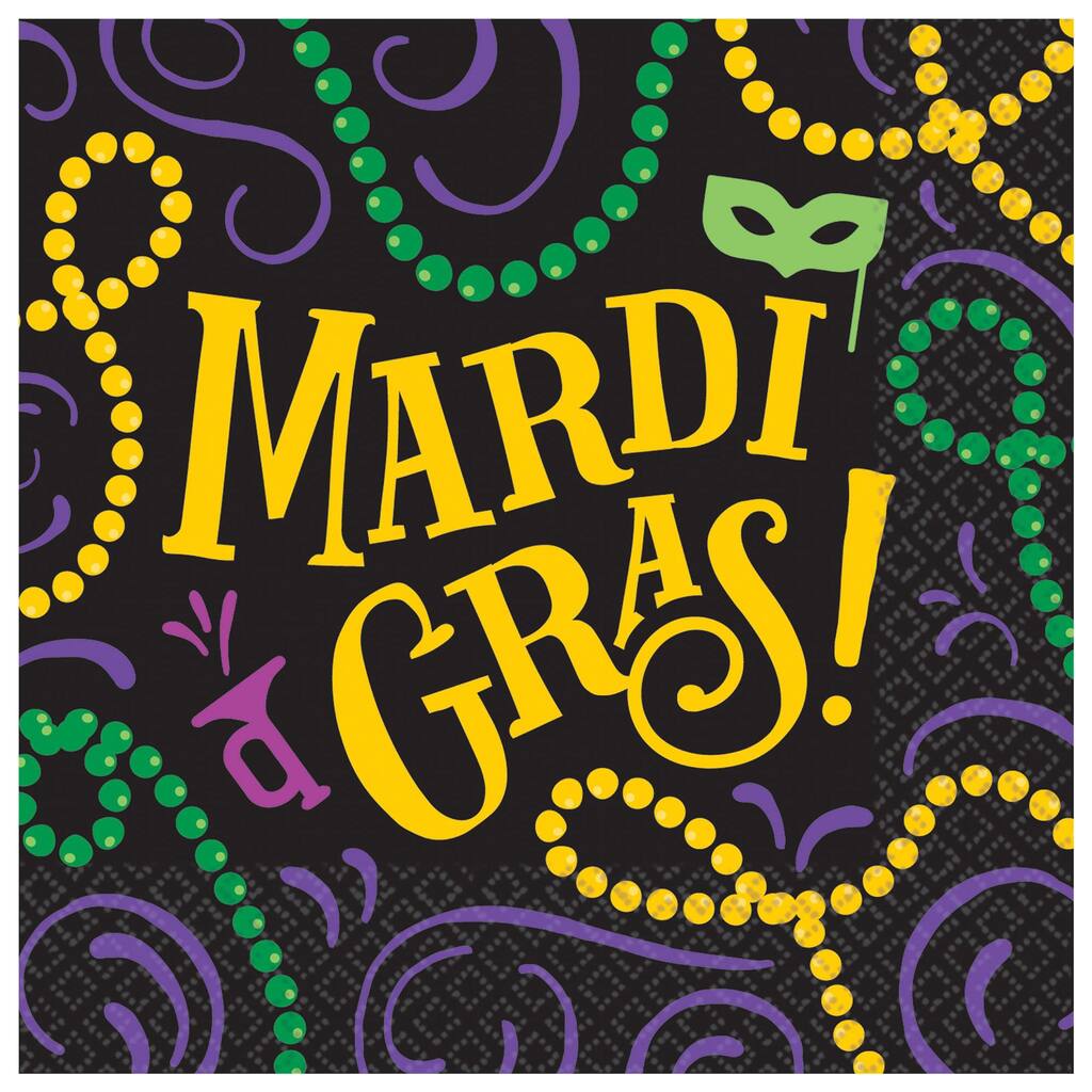 Mardi Gras Good Times Paper Beverage Napkins, 125ct.